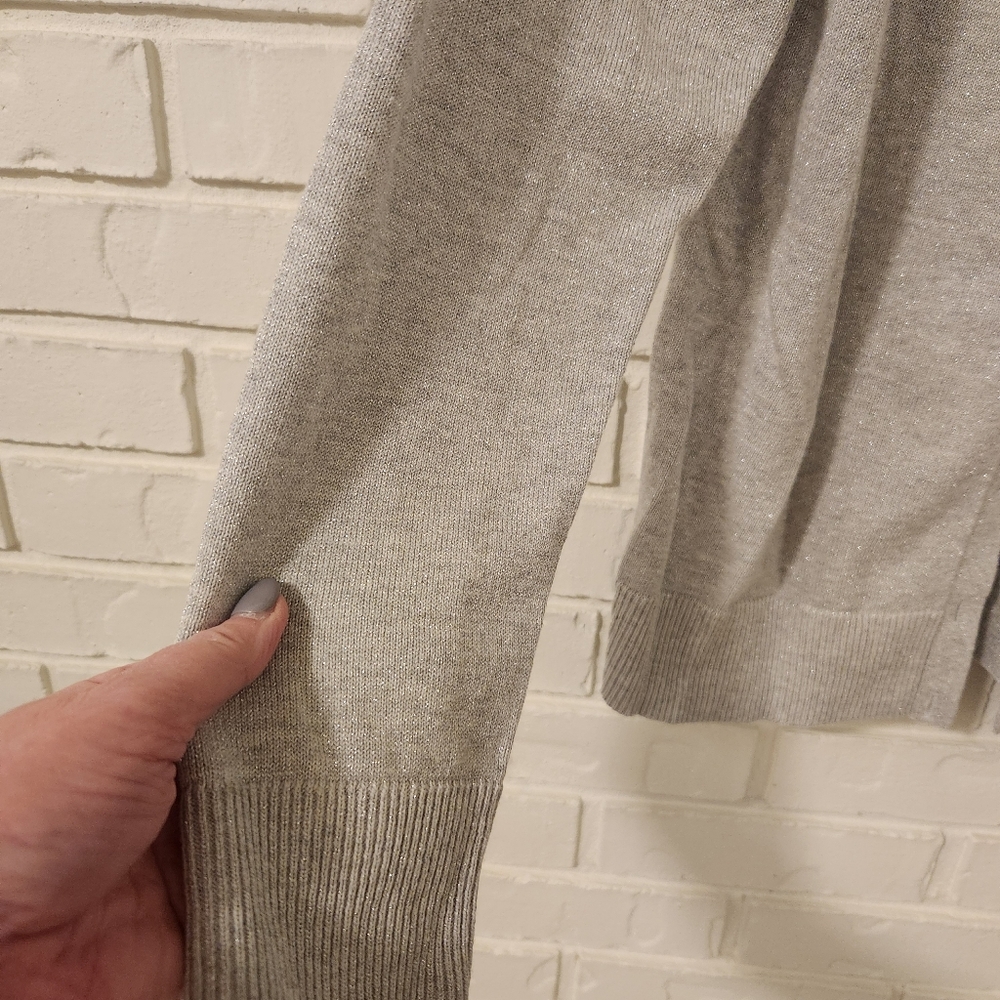 Croft And Barrow Silver Sparkle Gray Cardigan Sweater Medium - Picture 4 of 9